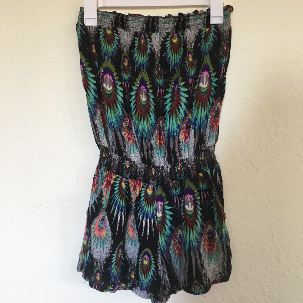 FCNY colorful strapless romper. Size M. AS IS.